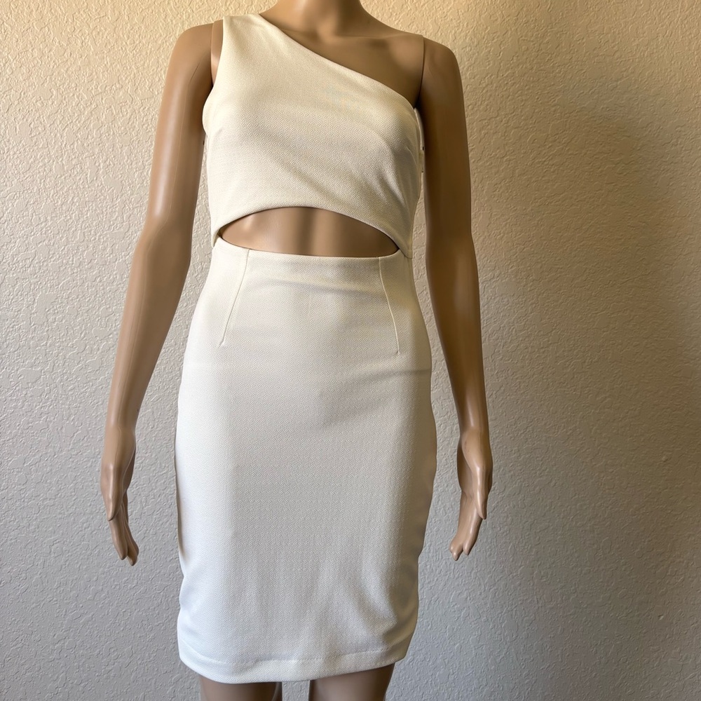 Dynamite white one shoulder cut out dress
